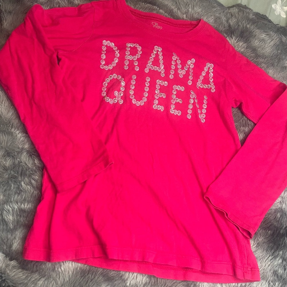 Girls “Drama Queen” long sleeve shirt ~Size MEDIUM 7/8 ‼️